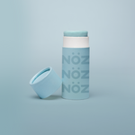 Load image into Gallery viewer, Nöz’s natural zinc and vegan sunscreen stick in neon blue, with its cap off.
