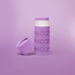 Load image into Gallery viewer, Nöz’s natural zinc and vegan sunscreen stick in neon purple, with its cap off.
